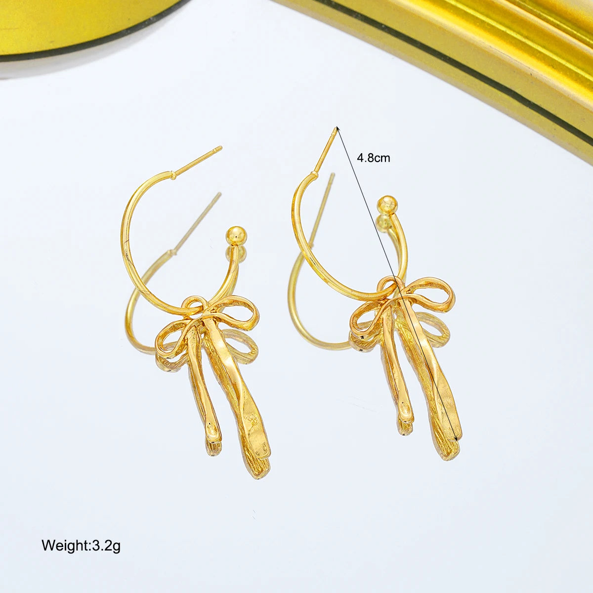 Golden Bow Drop Earrings