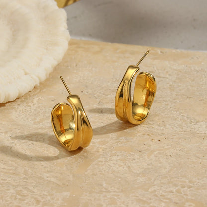 Shiny Gold Twist Hoops